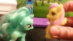 animated character:fluttershy character:lyra_heartstrings cum cum_on_toy fake_cum toy:brushable // 427x240 // 2.4MB