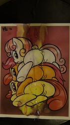 character:apple_bloom character:scootaloo character:sweetie_belle cum cum_on_paper cum_tribute filly foalcon // 2240x3984 // 682.1KB