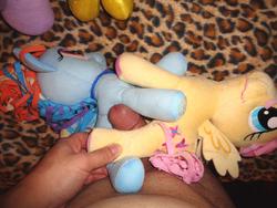 character:fluttershy character:rainbow_dash character:twilight_sparkle grinding male penis toy:plushie // 2592x1944 // 390.5KB