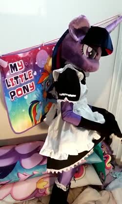 character:princess_cadance character:twilight_sparkle cosplay creator:kongari_toast fursuit maid_outfit no_audio quality:720p socks teasing toy:bad_dragon toy:dakimakura toy:dildo toy:strapon vertical_video video // 720x1200 // 10.7MB